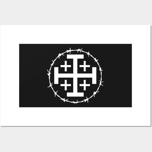 Gothic Jerusalem Cross Barbed Wire Wall Art by thecamphillips